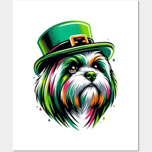 Lhasa Apso Celebrates Saint Patrick's Day Festively Posters and Art